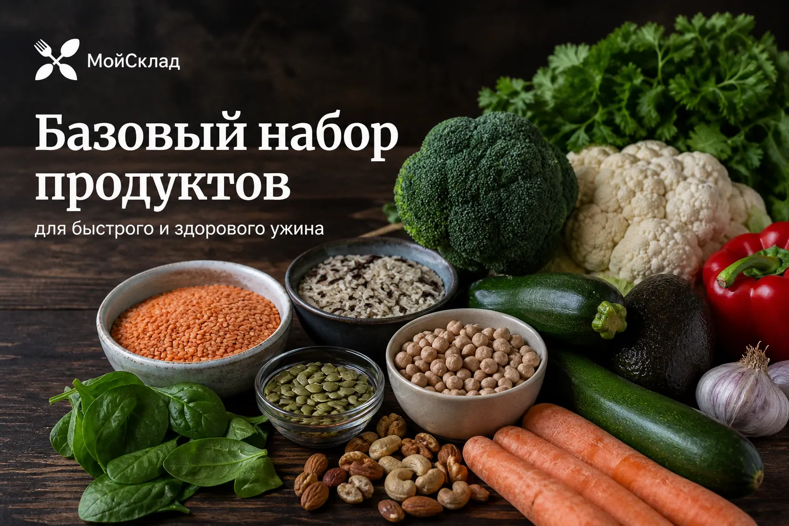 Базовый набор продуктов для быстрого и здорового ужина